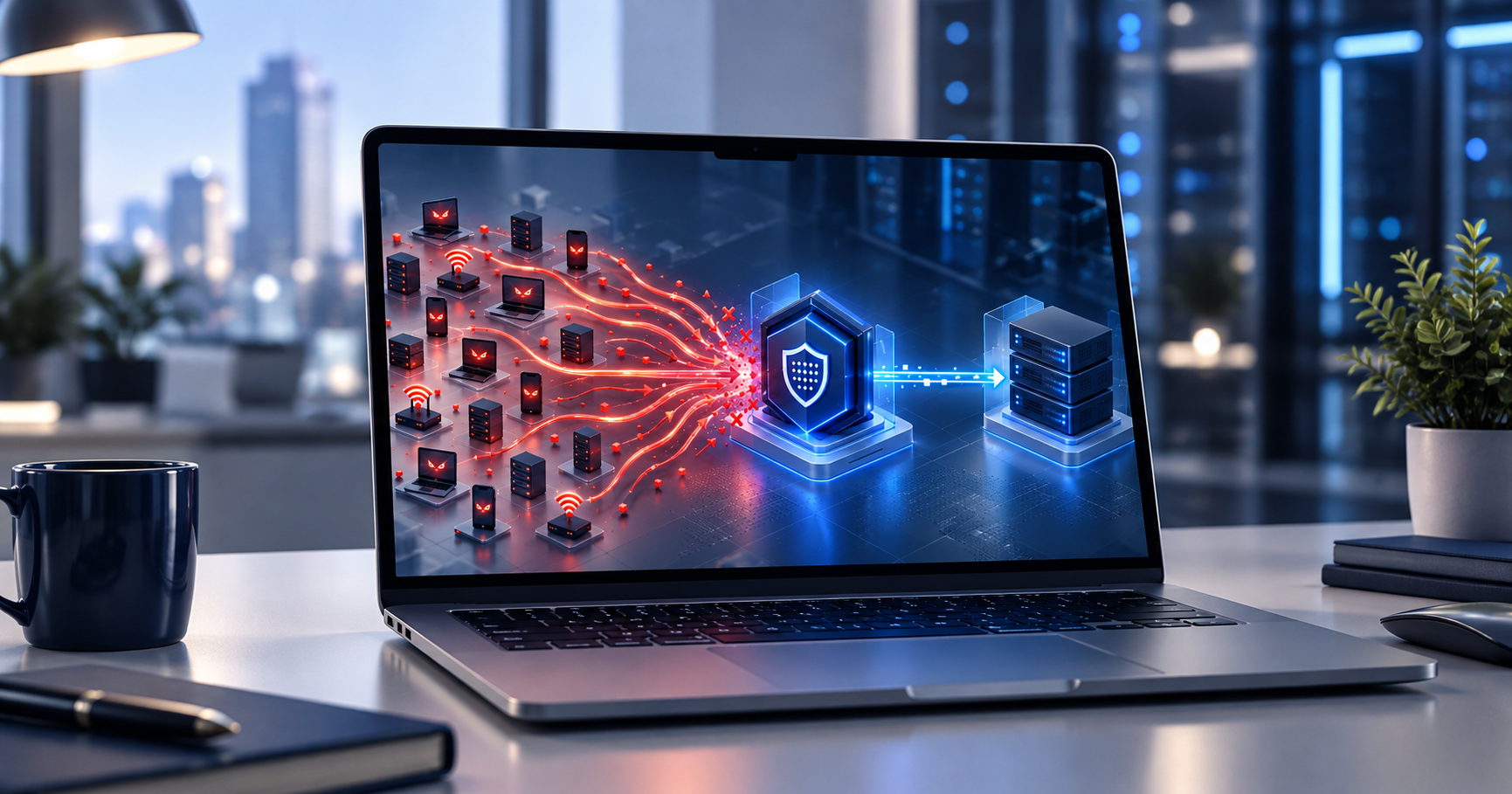 DDoS saldırısında botnet trafiğinin scrubbing merkezinde temizlenip origin sunucuya iletilmesi